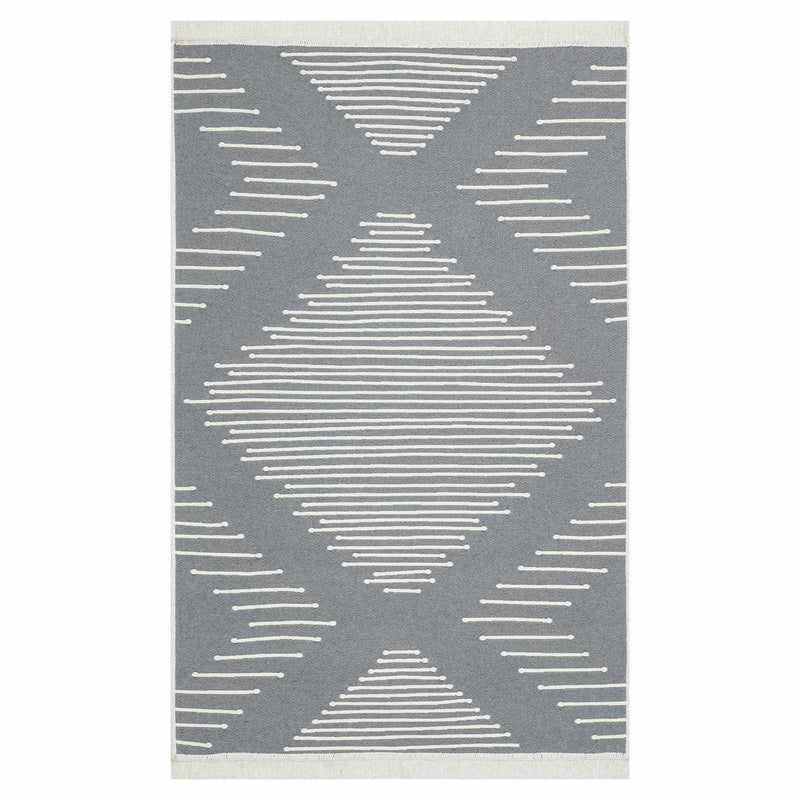 Arya Grey Diamond Design Washable Accent Rug
