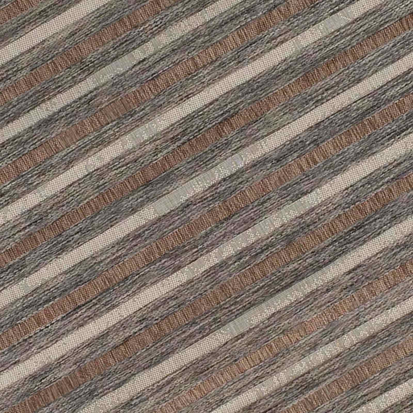 Ivory Brown Grey Striped Modern Indoor Outdoor Area Rug — detail view 1