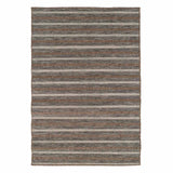 Ivory Brown Grey Striped Modern Indoor Outdoor Area Rug