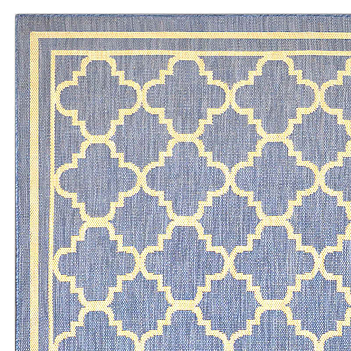 Blue Beige Quatrefoil Modern Indoor Outdoor Area Rug — detail view 1