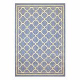 Blue Beige Quatrefoil Modern Indoor Outdoor Area Rug