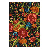 Santa Monica Floral Indoor Outdoor Area Rug — Black