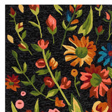 Santa Monica Floral Indoor Outdoor Area Rug — Black view 3