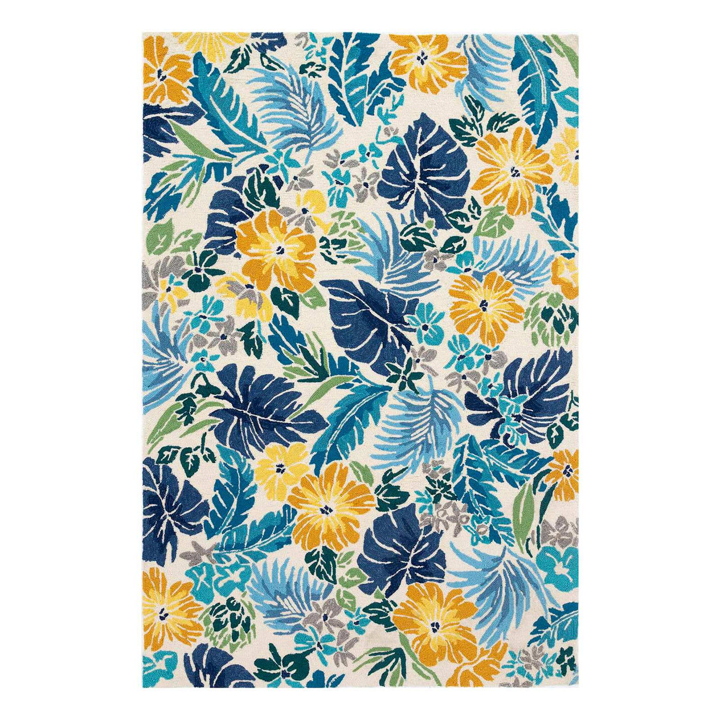 Santa Monica Floral Indoor Outdoor Area Rug — Blue