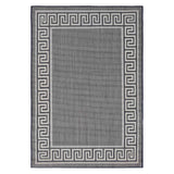 Dark Blue Cream Greek Key Indoor Outdoor Accent Rug