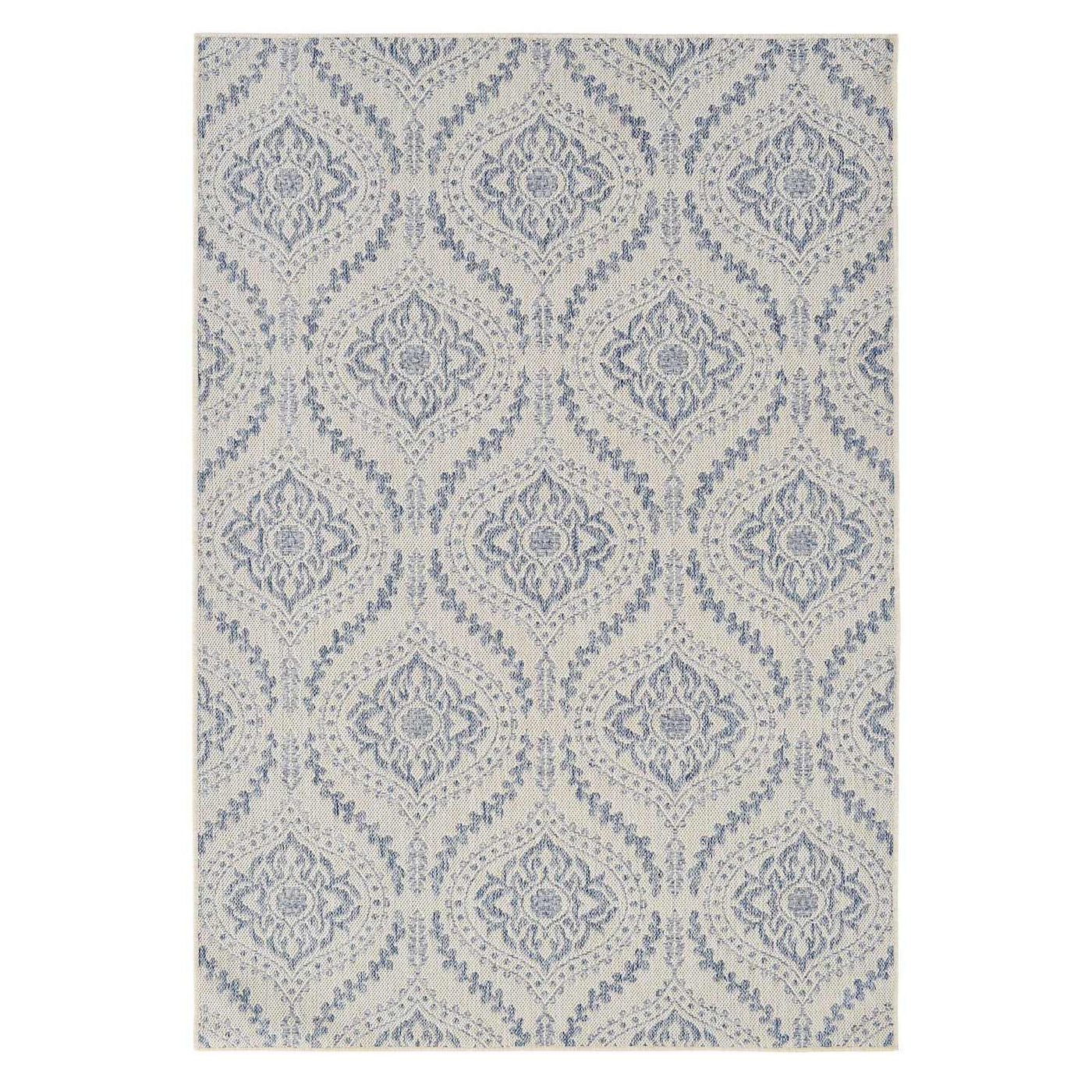 Blue Ivory Quatrefoil Sisal Indoor Outdoor Area Rug