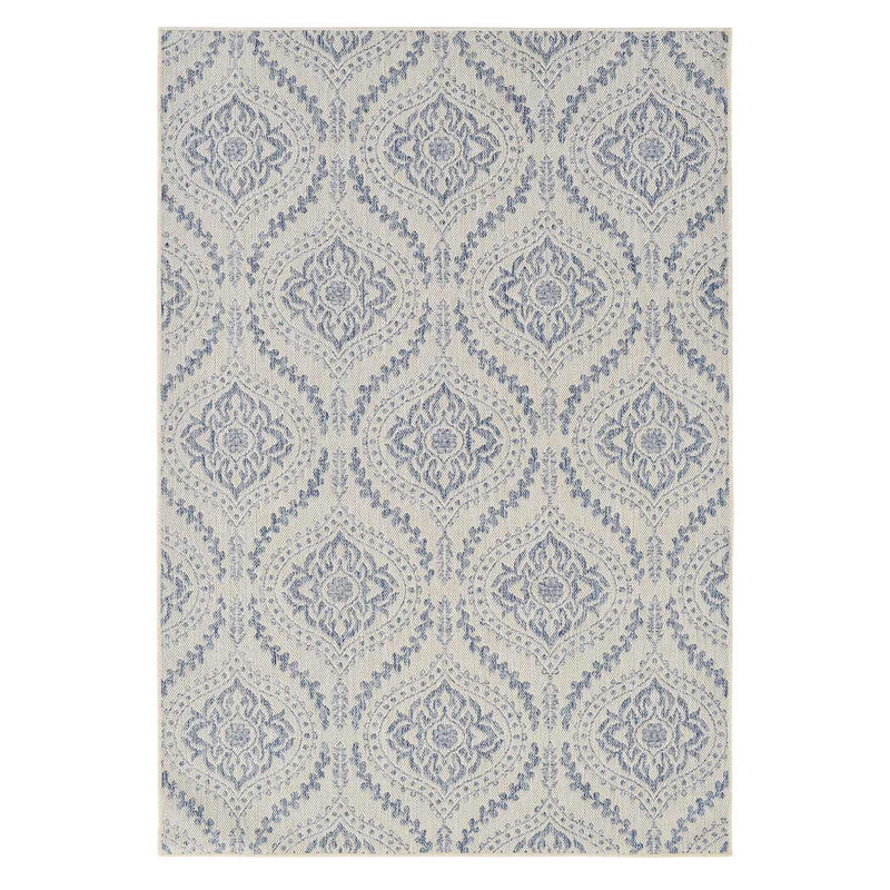 Blue Ivory Quatrefoil Sisal Indoor Outdoor Area Rug