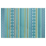 Mikayla Blue Multicolor Striped Indoor Outdoor Area Rug