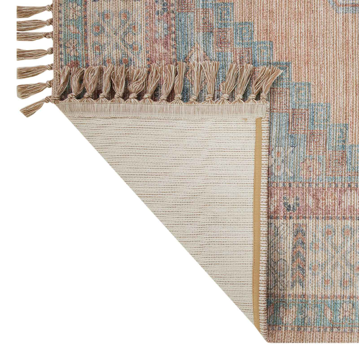 E336 Honeybloom Anna Vintage Medallion Fringe Outdoor Area Rug — detail view 2
