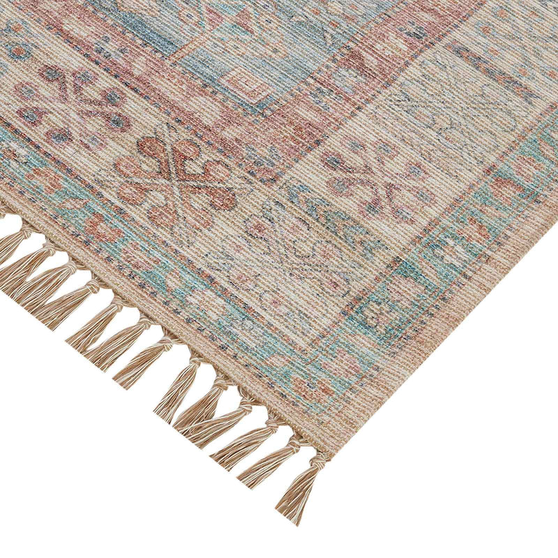 E336 Honeybloom Anna Vintage Medallion Fringe Outdoor Area Rug