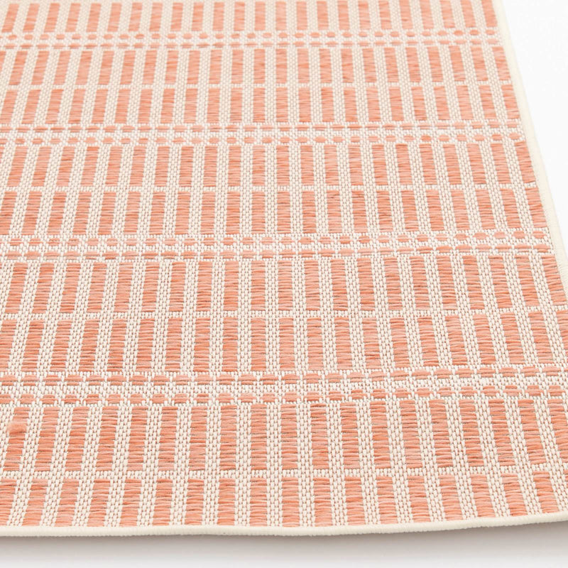 Clyde Peach Striped Outdoor Area Rug