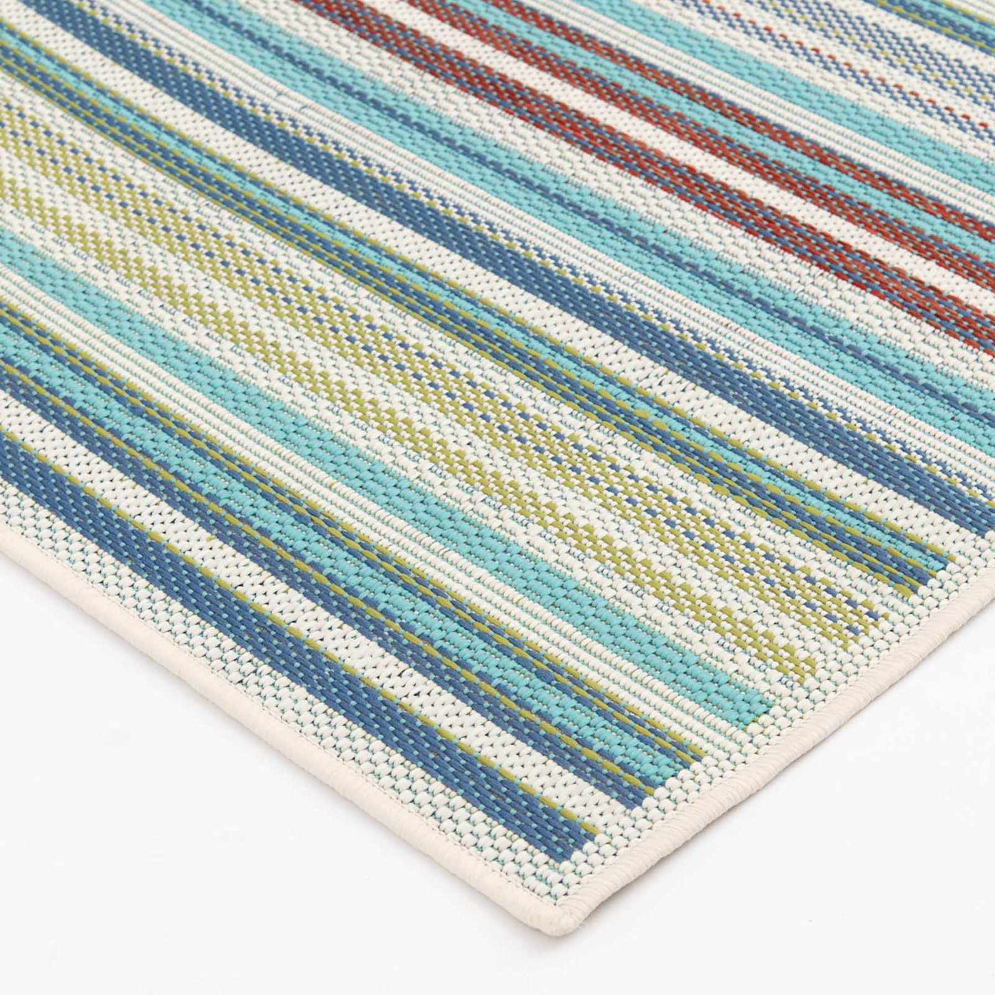 E441 Scope Aqua Green Striped Outdoor Area Rug — detail view 2