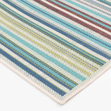 E441 Scope Aqua Green Striped Outdoor Area Rug — detail view 2