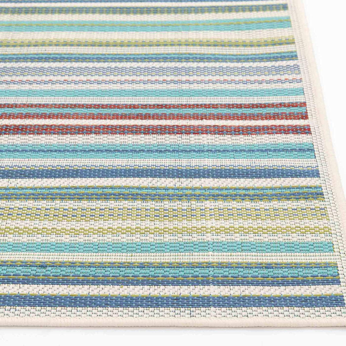 Scope Aqua Green Striped Outdoor Area Rug — detail view 1