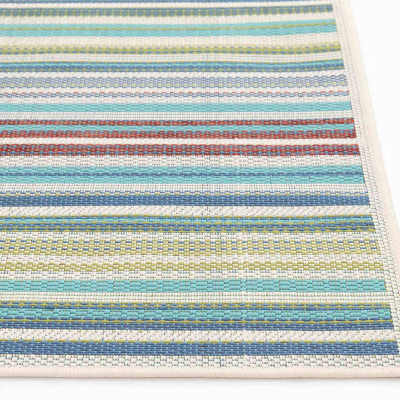 Scope Aqua Green Striped Outdoor Area Rug