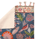 Floral & Bird Embroidered Blue Accent Rug — detail view 2
