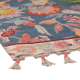 Floral & Bird Embroidered Blue Accent Rug — detail view 1