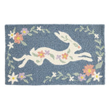 Floral Leaping Bunny Hook Accent Rug