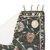 Green Floral Embroidered Accent Rug — detail view 2