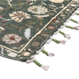 Green Floral Embroidered Accent Rug — detail view 1