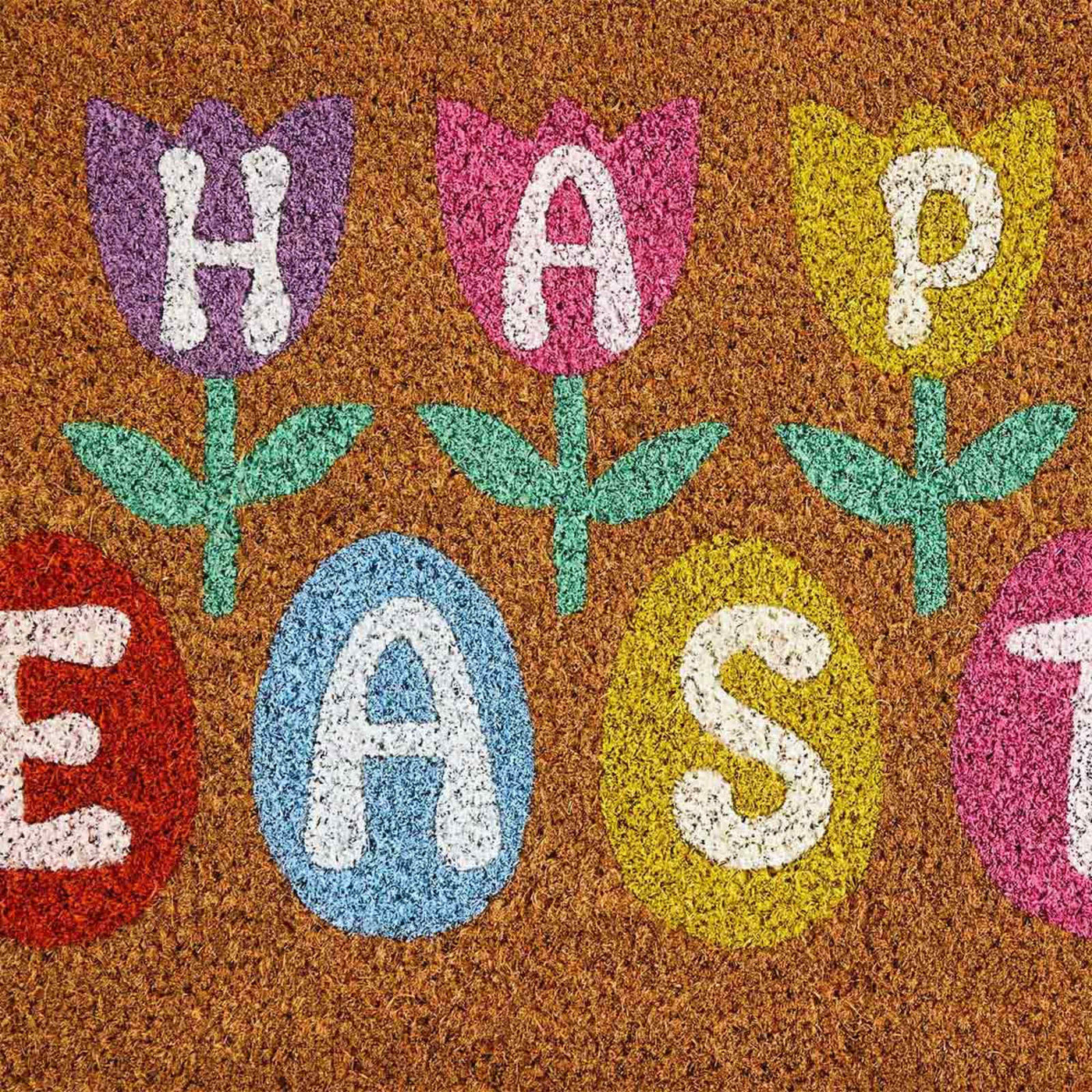 Happy Easter Flowers & Eggs Coir Mat — detail view 2