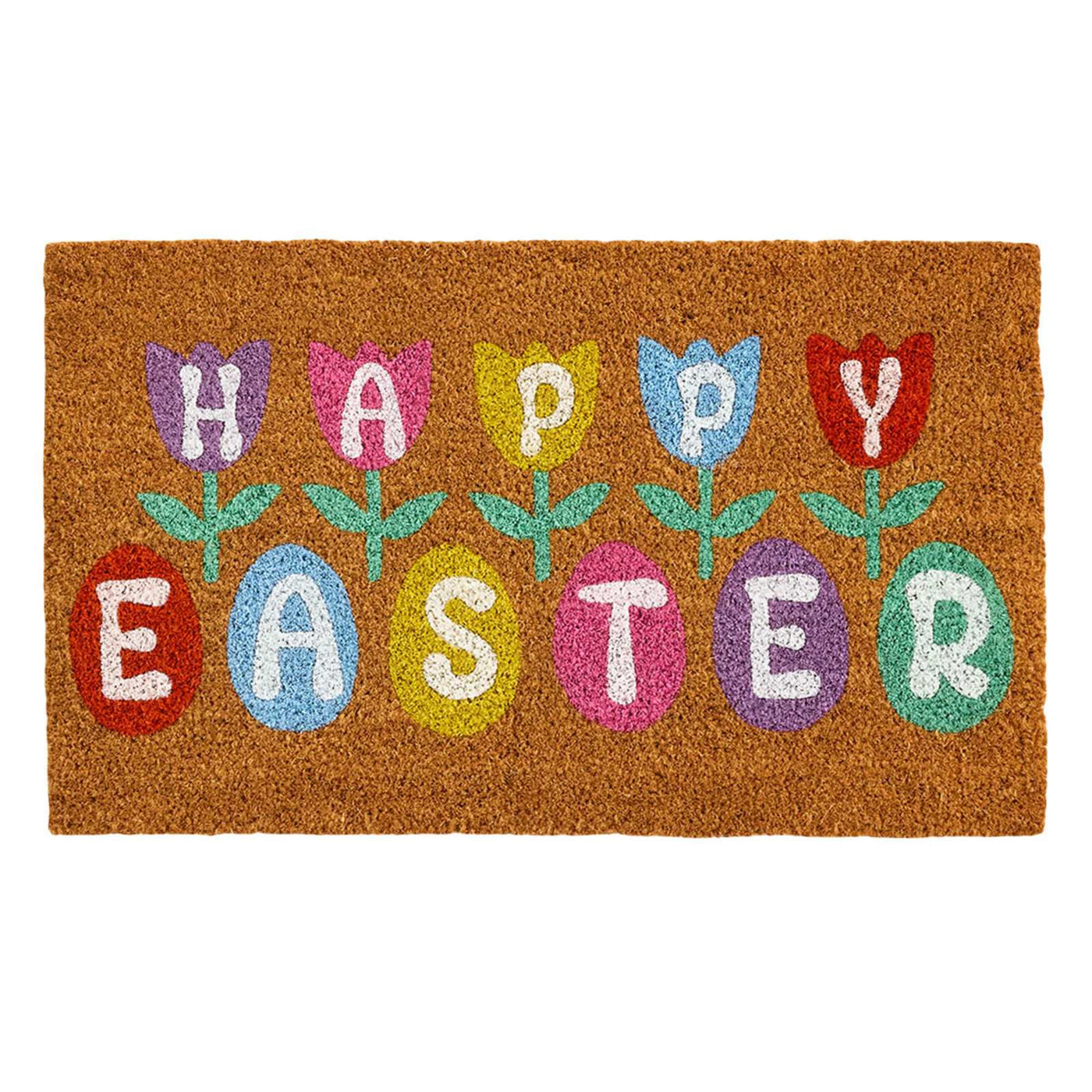 Happy Easter Flowers & Eggs Coir Mat