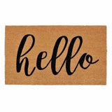 Hello Script Black Natural Coir Mat