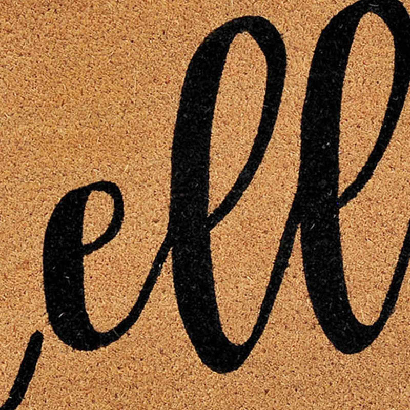 Hello Script Black Natural Coir Mat