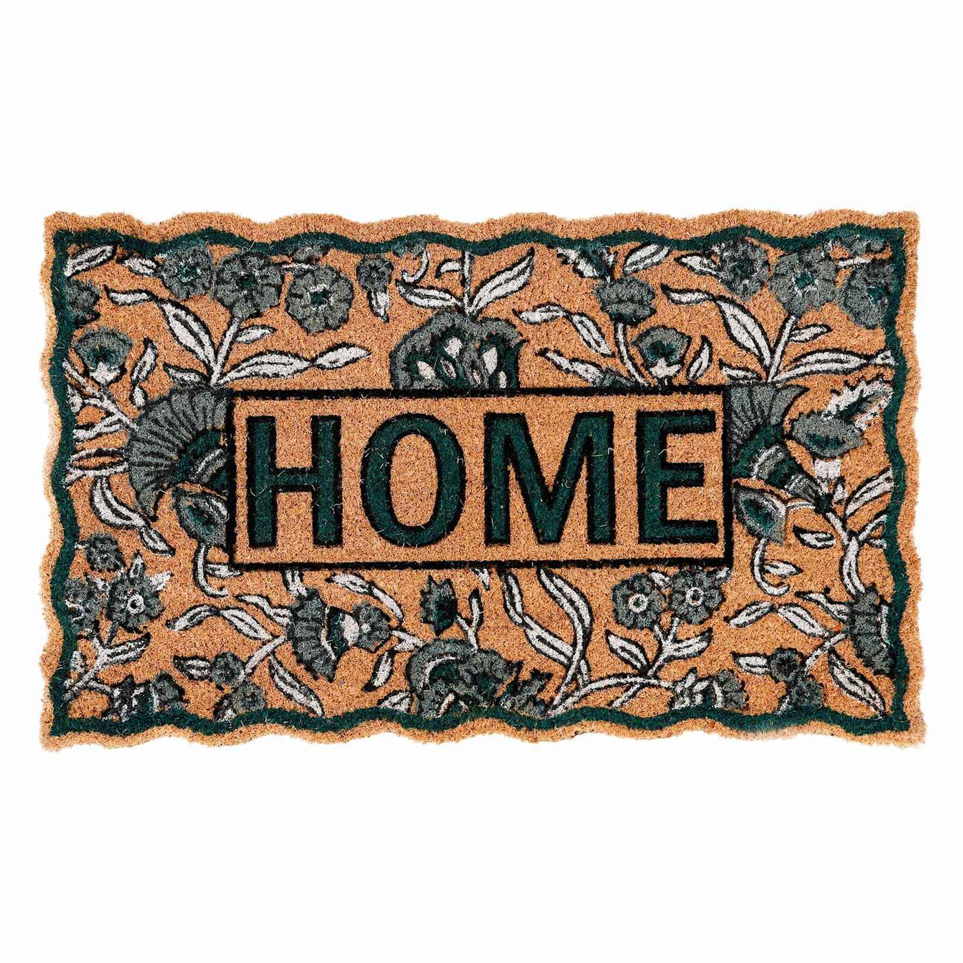 Home Floral Scalloped Coir Mat