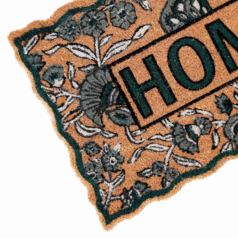 Home Floral Scalloped Coir Mat