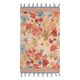 Ivory Floral Embroidered & Multi-Border Accent Rug