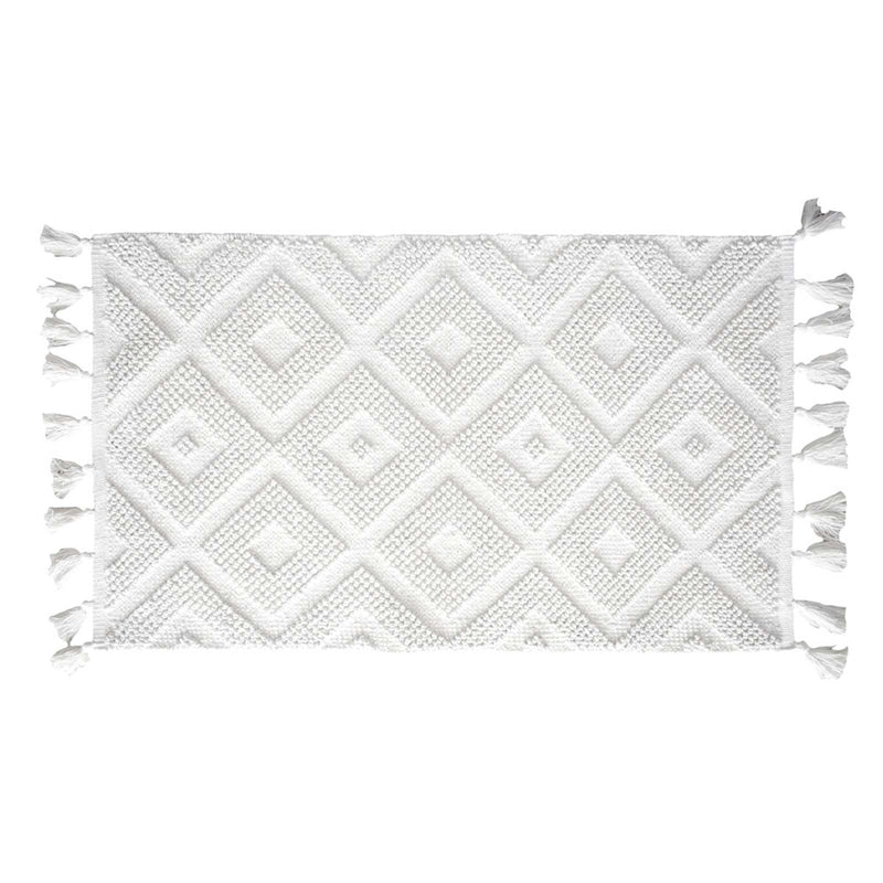 Ivory High-Low Diamond Handwoven Accent Rug
