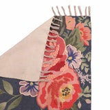 Large Floral Embroidered Navy Accent Rug — detail view 2