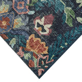 Navy Blue Traditional Print Washable Accent Rug — detail view 1