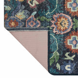 Navy Blue Traditional Print Washable Accent Rug — detail view 2