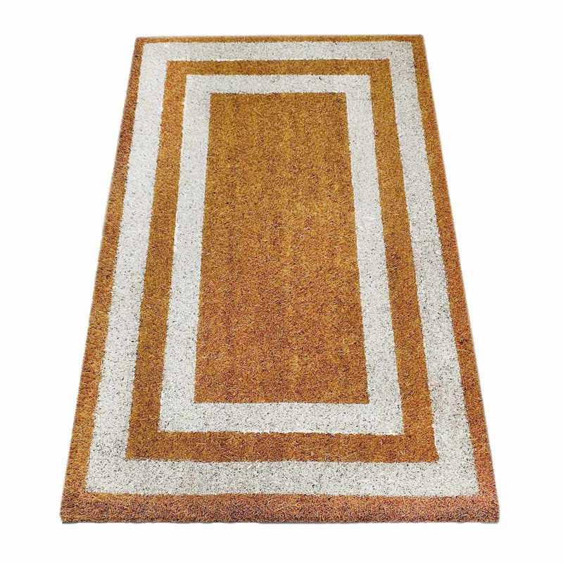 Providence White & Natural Double Border Coir Mat