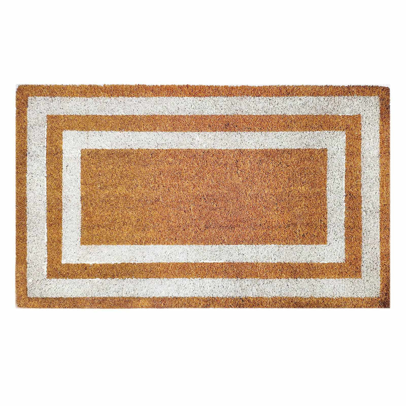 Providence White & Natural Double Border Coir Mat