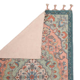 Turquoise & Pink Medallion Embroidered Accent Rug — detail view 2