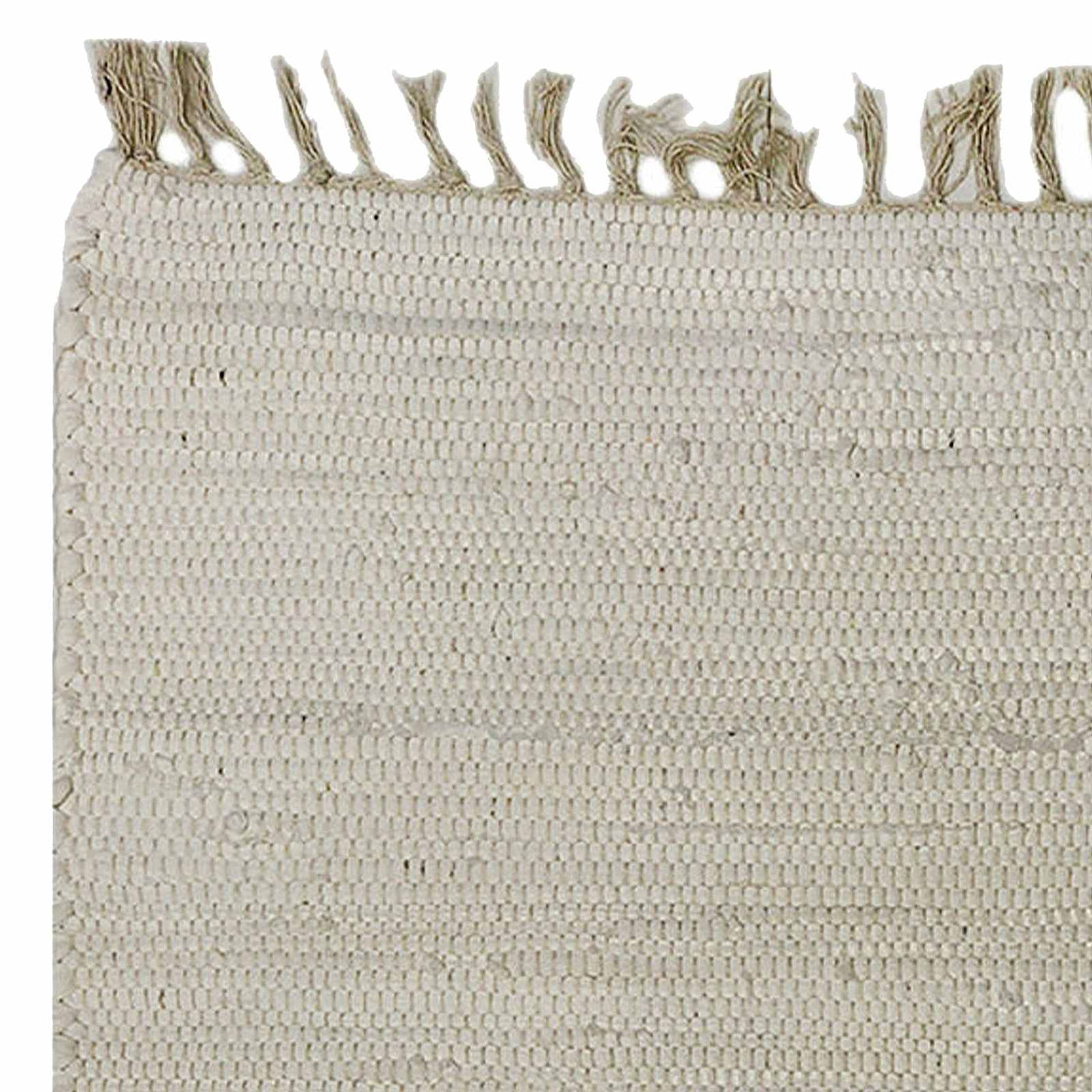 White & Tan Chindi Accent Rug — detail view 2